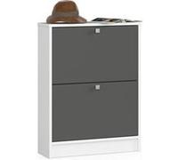 Meuble à chaussures AKORD Blanc 60 cm 2 portes façade Gris Graphite 2 étagères 60x20x80 cm Blanc / Gris Graphite G