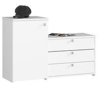 Meuble à chaussures Blanc 98,4 cm 4 portes façade Blanche 5 étagères 98,4x33x68 cm