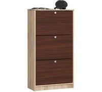 Meuble à chaussures AKORD Chêne Sonoma 60 cm 3 portes façade Wengé 3 étagères 60x28,5x113 cm Chêne Sonoma / Wengé G