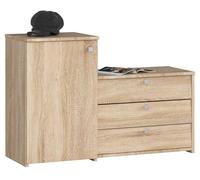 AKORD Meuble Chaussure pour Entree | Commode Penderie Meuble a Chaussures 2 en 1 avec Portes Pilantes | L98,4 x H68/43 x P33 cm Poids 29 kg | Armoire Placard Etagere Rangement