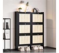 Meuble à Chaussures Armoire à Chaussures étroite Commode Meuble de Rangement avec 2/3/4/6 Portes avec 2 Tablettes Intérieures pour Couloir et Entrée(Black,3 Drawer(50cm/5.9in))