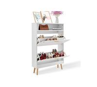 VEVOR Meuble de Rangement à Chaussures avec 2 Abattants Armoire à Chaussures Grande Capacité avec Compartiment Supérieur Range-Chaussures pour Talons Bottes Meuble d'Entrée Couloir Salon 80x24x120 cm