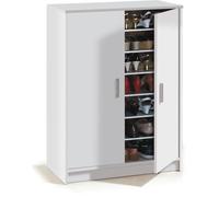 Basic – Meuble à chaussures Basic Wide – 2 portes, blanc, L75 x H101 x P36 cm