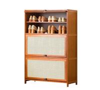 Meuble à chaussures autonome en bambou, étagère à chaussures peu encombrante pour entrée, couloir et vestiaire, 70 x 32 x 106 cm, élégante et design