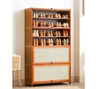 Meuble à chaussures autonome en bambou pour chaussures - Économie d'espace - Pour entrée, couloir et vestiaire - A - 80 x 32 x 140 cm