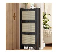 Meuble à chaussures autonome en rotin - Étagère à chaussures en bois mince avec 2/3 tiroirs rabattables et 1 couche de rangement pour entrée, couloir, salon - Porte-chaussures élégant (taille : 120 x