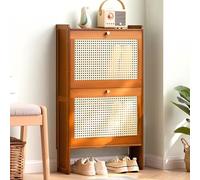 Meuble à chaussures autonome ultra fin en bois avec portes pliantes, étagère à chaussures moderne pour entrée et salon, 2/3 niveaux, solution gain de place, organiseur élégant pour chaussures