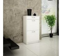 Meuble à chaussures avec 1 tiroir et 2 abattants, étagère à chaussures avec 3 compartiments, bords arrondis doux, largeur 50 cm, dessus en stratifié, rangement à chaussures peu encombrant - blanc