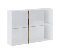 Meuble à chaussures avec 4 compartiments abattants et 2 niches - Blanc et doré - MARZIALO