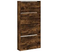 Meuble à chaussures avec 4 tiroirs rabattables, chêne fumé, 80 x 21 x 163,5 | Bois contreplaqué, tiroirs rabattables, 4 tiroirs avec 1 couche chacun, design minimaliste, gain de place vertical
