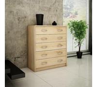 Meuble à chaussures avec 5 tiroirs battants, étagère à chaussures, 5 compartiments, bords arrondis doux, largeur 74 cm, plateau stratifié, surface mate, rangement à chaussures peu encombrant - Sonoma