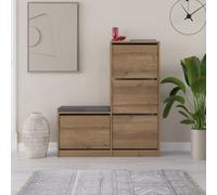 Meuble à chaussures avec assise - 4 rangements - bois VALES Marron