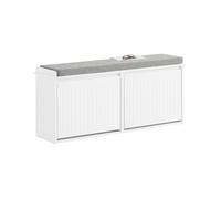 SoBuy Banc à chaussures FSR98-XL-W 2 abattants, assise rembourrée, L100×P26×H46 cm, Blanc