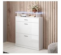 Meuble à chaussures avec Led - Blanc - PAOLA - 105 x 89 x 24cm