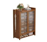 Meuble à chaussures avec portes, meuble à chaussures d'entrée en bois pour 18 à 30 paires, organiseur de chaussures mince et fin, sans installation, pour salon, couloir, salle à manger, blanc/marron (