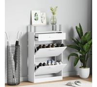 Meuble à Chaussures avec Tiroir et Plateau en Verre Organisateur Bois vidaXL