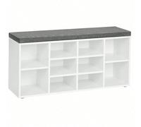 Banc de rangement des chaussures - VASAGLE - Meuble à Chaussures 10 Compartiments - Blanc - 104 x 30 x 48 cm