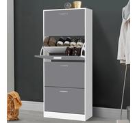 Meuble ? Chaussures Blanc 4 Portes Gris Clair Gris