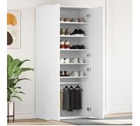 Vidaxl Meuble À Chaussures Blanc 80x39x180 Cm En Bois D'ingénierie Blanc