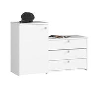 Meuble à chaussures Blanc 98,4 cm 4 portes façade Blanche 5 étagères 98,4x33x68 cm