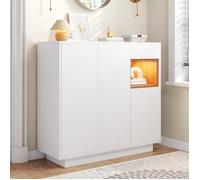 Meuble à chaussures blanc et bois naturel, tiroir, étagères réglables, 14-18 paires. Parfait pour entrée moderne 105x39.5x100.5 cm