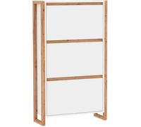 Meuble À Chaussures - Blanc Et Chêne - 12 Paires - L70 X P25 X H125 Cm - Denver