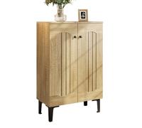 Meuble à Chaussures Bois Moderne 60x31.5x95 cm Double Porte Étagères Multi-niveaux Grande Capacité Design Épuré pour Entrée