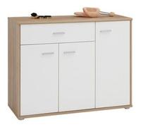 IDIMEX Meuble à Chaussures Camille, Commode Meuble de Rangement avec 1 tiroir et 3 Portes avec 7 tablettes intérieures, en mélaminé décor chêne Sonoma et Blanc Mat