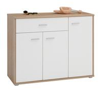 IDIMEX Meuble à Chaussures Camille, Commode Meuble de Rangement avec 1 tiroir et 3 Portes avec 7 tablettes intérieures, en mélaminé décor chêne Sonoma et Blanc Mat