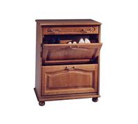 Meuble à Chaussures Chêne 2 Abattants 1 Tiroir L 82.4 H 102.9 P 41 cm - L 82.4 x l 41 x H 102.9 cm