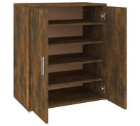 Meuble À Chaussures Chêne Fumé 60 X 35 X 70 Cm Bois Contreplaqué Avec Portes Étagères Moderne