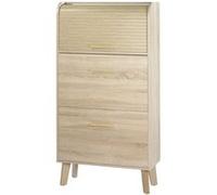 Meuble à Chaussures Chêne Vintage - Rideau Chêne - L 75.2 x l 30.6 x H 143.1 cm marron G