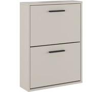 PEGANE Meuble à Chaussures, Commode à Chaussures à 2 Portes Coloris Beige - Longueur 54 x Profondeur 18 x Hauteur 73 cm