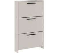 PEGANE Meuble à Chaussures, Commode à Chaussures à 3 Portes Coloris Beige - Longueur 68,50 x Profondeur 17 x Hauteur 115,50 cm