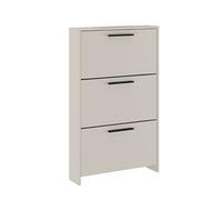 PEGANE Meuble à Chaussures, Commode à Chaussures à 3 Portes Coloris Beige - Longueur 68,50 x Profondeur 17 x Hauteur 115,50 cm
