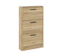 Meuble à chaussures, commode à chaussures à 3 portes coloris chêne Mauvella - Longueur 59,80 x profondeur 17 x hauteur 107,70 cm