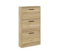 Meuble à chaussures, commode à chaussures à 3 portes coloris chêne Mauvella - Longueur 59,80 x profondeur 17 x hauteur 107,70 cm - -