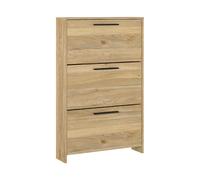Meuble à chaussures, commode à chaussures à 3 portes coloris chêne Mauvella - Longueur 68,50 x profondeur 17 x hauteur 115,50 cm
