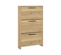 Meuble à chaussures, commode à chaussures à 3 portes coloris chêne Mauvella - Longueur 68,50 x profondeur 17 x hauteur 115,50 cm - -