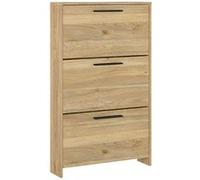 PEGANE Meuble à Chaussures, Commode à Chaussures à 3 Portes Coloris chêne Mauvella - Longueur 68,50 x Profondeur 17 x Hauteur 115,50 cm
