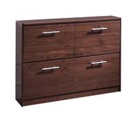 Meuble à chaussures, commode à chaussures en pin massif coloris noyer - Longueur 110 x Profondeur 23 x Hauteur 80 cm