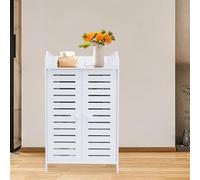 Meuble à Chaussures, Commode Meuble de Rangement avec 2 Portes avec tablettes intérieures, en mélaminé Blanc Mat,40 x 35 x 71 cm (3É)