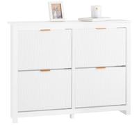 Meuble à chaussures compact - SOBUY - 104x23x82 cm - 4 abattants - Rangement pour 20 paires - Blanc