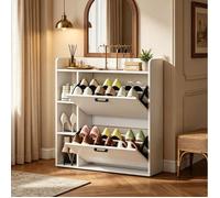 Meuble à chaussures d’entrée EVRYAE blanc 2 tiroirs abattants 15 paires profondeur 24 cm panneaux de particules