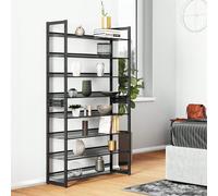 SONGMICS Étagère à Chaussures à 8 Niveaux, Étagère à Chaussures Empilable, Étagère de Rangement en Métal, Planches Réglables, 30,7 x 92,5 x 163,5 cm, 32-40 Paires, Noir LMR08B