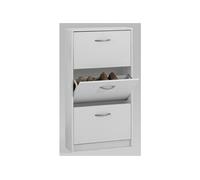 Meuble a chaussures - Décor blanc - 3 Abattants - 6 paires - L58,5 x H104,5 x P17 cm - Fabriqué en Allemagne
