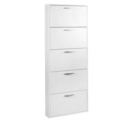 Meuble à chaussures décor blanc 5 tiroirs 15 paires H.164 cm - TIDY