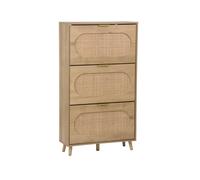 Meuble à chaussures décor bois et cannage 3 abattants Eva