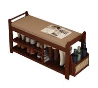 Meuble à chaussures d'entrée avec coussin amovible lavable, double couche de rangement et rail latéral, design peu encombrant, supporte jusqu'à 100 kg