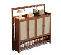 Meuble à chaussures d'entrée avec crochets, meuble de rangement à chaussures en rotin avec portes, organiseur à chaussures mince et fin, gain de place, pour couloir de salon, L : 67/98/135 CM (A 135cm